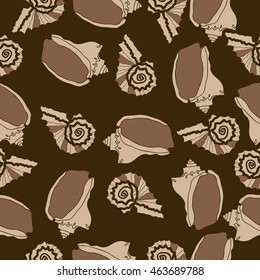  Seamless decorative sea pattern,  spirals,  spots,shells, doodles,hole . Hand drawn.