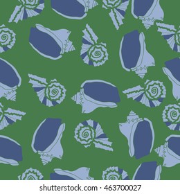  Seamless decorative sea pattern,  spirals,  spots,shells, doodles,hole . Hand drawn.