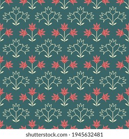 Seamless decorative simple floral pattern