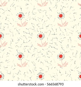Seamless decorative surface pattern with dandelions. Nature floral background. Spring wallpaper for web page background, textures, children's rooms, kitchen textiles, tiles