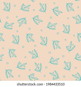 Seamless decorative template background with green leaves. Seamless stylized leaf pattern.