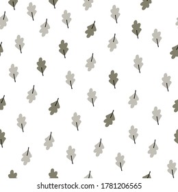 Seamless decorative template texture with autumn leaves. Seamless stylized leaf pattern. Vector in green colours.