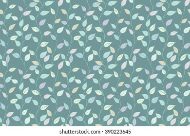 Seamless decorative template texture with colorful leaves. Seamless stylized leaf pattern. Vector Illustration