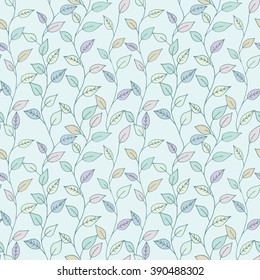 Seamless decorative template texture with colorful leaves. Seamless stylized leaf pattern. Vector Illustration