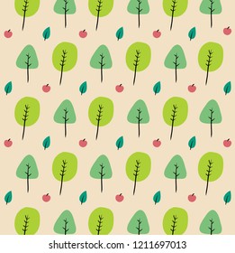 Seamless decorative template texture with green and trees shape.