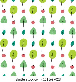 Seamless decorative template texture with green and trees shape.
