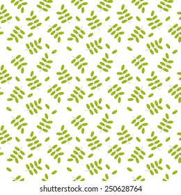 Seamless decorative template texture with green leaves. Seamless stylized green leaf pattern. 