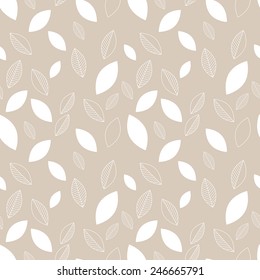 Seamless decorative template texture with leaves. Seamless stylized beige leaf pattern. 