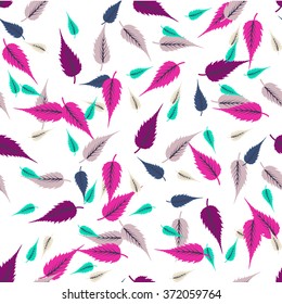 Seamless decorative template texture with violet and beige leaves. Seamless stylized leaf pattern.