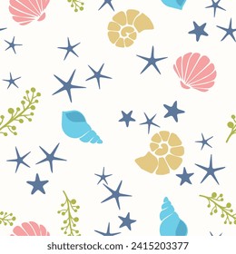 Seamless decorative undersea pattern. Vector Illustration.