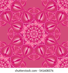 Seamless decorative vector background with abstract lacy mandalas.