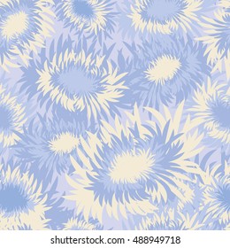 Seamless decorative vector background with chrysanthemums. Chung Yeung Festival. Holiday of Double Ninth Festival. Print. Repeating background. Cloth design, wallpaper.