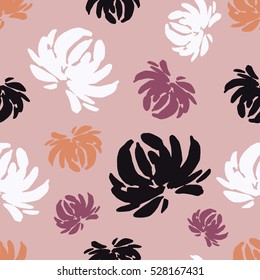 Seamless decorative vector background with chrysanthemums. Print. Repeating background. Cloth design, wallpaper.