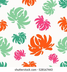 Seamless decorative vector background with chrysanthemums. Print. Repeating background. Cloth design, wallpaper.