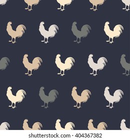 Seamless decorative vector background with cocks. Print. Cloth design, wallpaper.