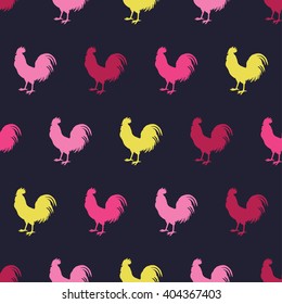 Seamless decorative vector background with cocks. Print. Cloth design, wallpaper.