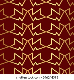 Seamless decorative vector background with golden abstract geometric shapes