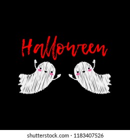 Seamless decorative vector background Happy Halloween. Ghost. Brushwork. Hand hatching. Textile rapport.