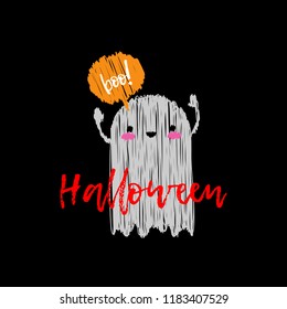 Seamless decorative vector background Happy Halloween. Ghost. Brushwork. Hand hatching. Textile rapport.