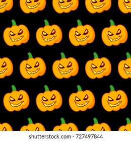 Seamless decorative vector background Happy Halloween. Halloween Party with pumpkins. Textile rapport.