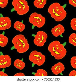 Seamless decorative vector background Happy Halloween. Halloween Party with pumpkins. Textile rapport.