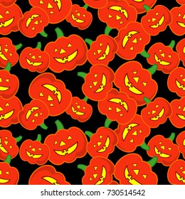 Seamless decorative vector background Happy Halloween. Halloween Party with pumpkins. Textile rapport.