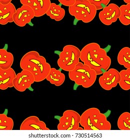 Seamless decorative vector background Happy Halloween. Halloween Party with pumpkins. Textile rapport.