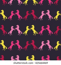 Seamless decorative vector background with horses. Print. Cloth design, wallpaper.