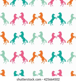 Seamless decorative vector background with horses. Print. Cloth design, wallpaper.