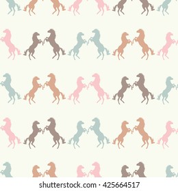 Seamless decorative vector background with horses. Print. Cloth design, wallpaper.