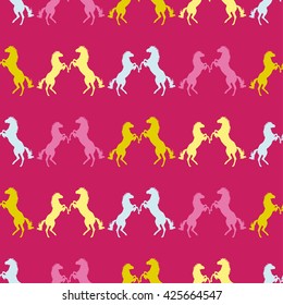 Seamless decorative vector background with horses. Print. Cloth design, wallpaper.