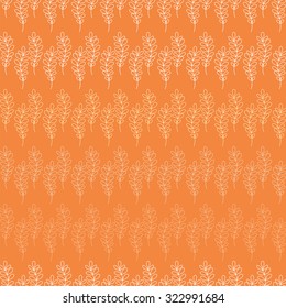 Seamless decorative vector background with linear branches and leaves