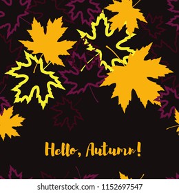 Seamless decorative vector background with maple leaves. Indian summer. Textile rapport.