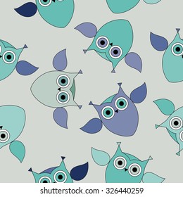 Seamless decorative vector background with owls