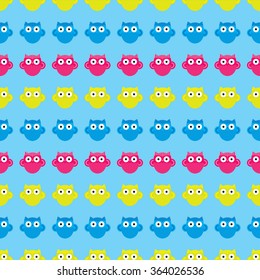 Seamless decorative vector background with owls