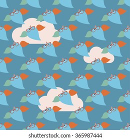 Seamless decorative vector background with owls