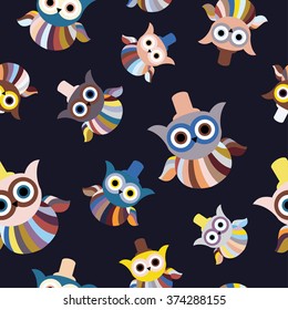 Seamless decorative vector background with owls. Print. Repeating background. Cloth design, wallpaper.