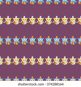 Seamless decorative vector background with owls. Print. Repeating background. Cloth design, wallpaper.