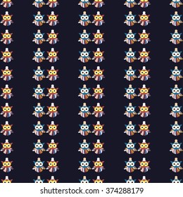 Seamless decorative vector background with owls. Print. Repeating background. Cloth design, wallpaper.