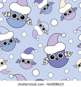 Seamless decorative vector background with owls. Print. Cloth design, wallpaper, packaging paper.