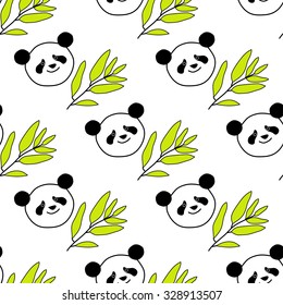 Seamless decorative vector background with pandas