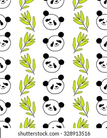 Seamless decorative vector background with pandas