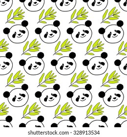 Seamless decorative vector background with pandas