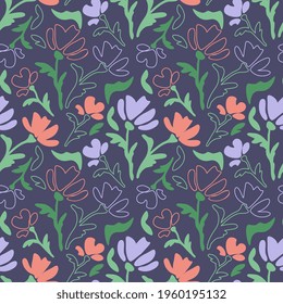 Seamless decorative vector floral pattern