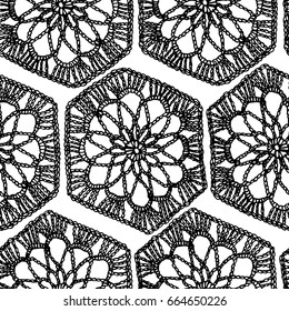 Seamless decorative vector pattern. Black and white. Lace.