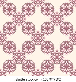 Seamless decorative vector pattern with elegant openwork ornament. Abstract background for printing on paper, wallpaper, covers, textiles, fabrics, for decoration, decoupage, scrapbooking and other