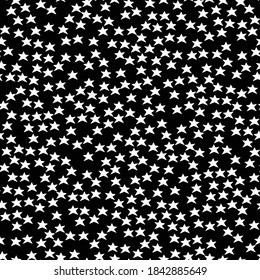 Seamless decorative vector pattern with small stars. Black and white background for wallpapers, textile, paper, scrapbook design.