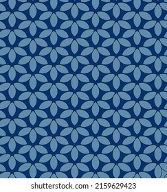 Seamless decorative vector patterns in Japanese style. Modern illustrations of blue linear art for wallpaper, flyers, covers, banners, minimalistic decorations, backgrounds.
