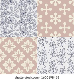 Seamless decorative vector patterns set