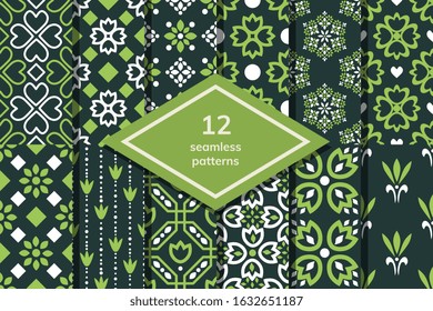 Seamless decorative vector patterns set